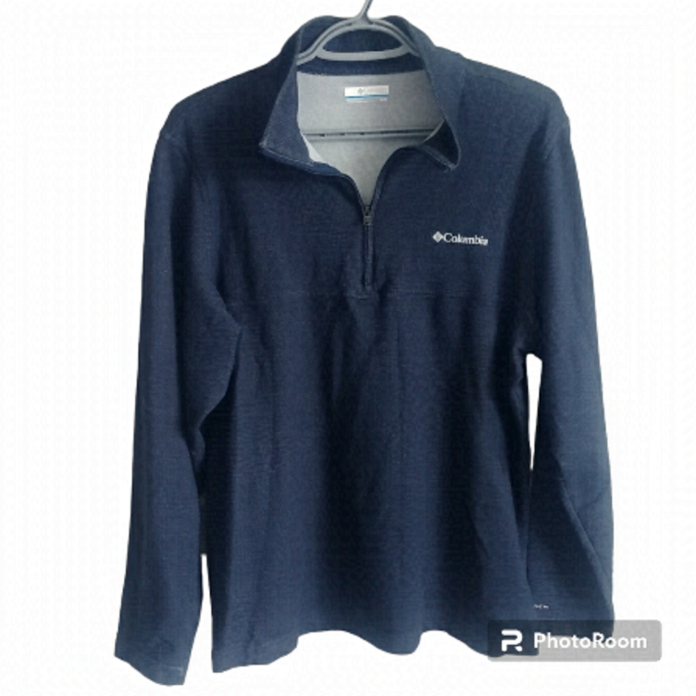 Columbia Pullover Men's M Blue Half Zip Long Sleeve Hiking Omni Wick‎